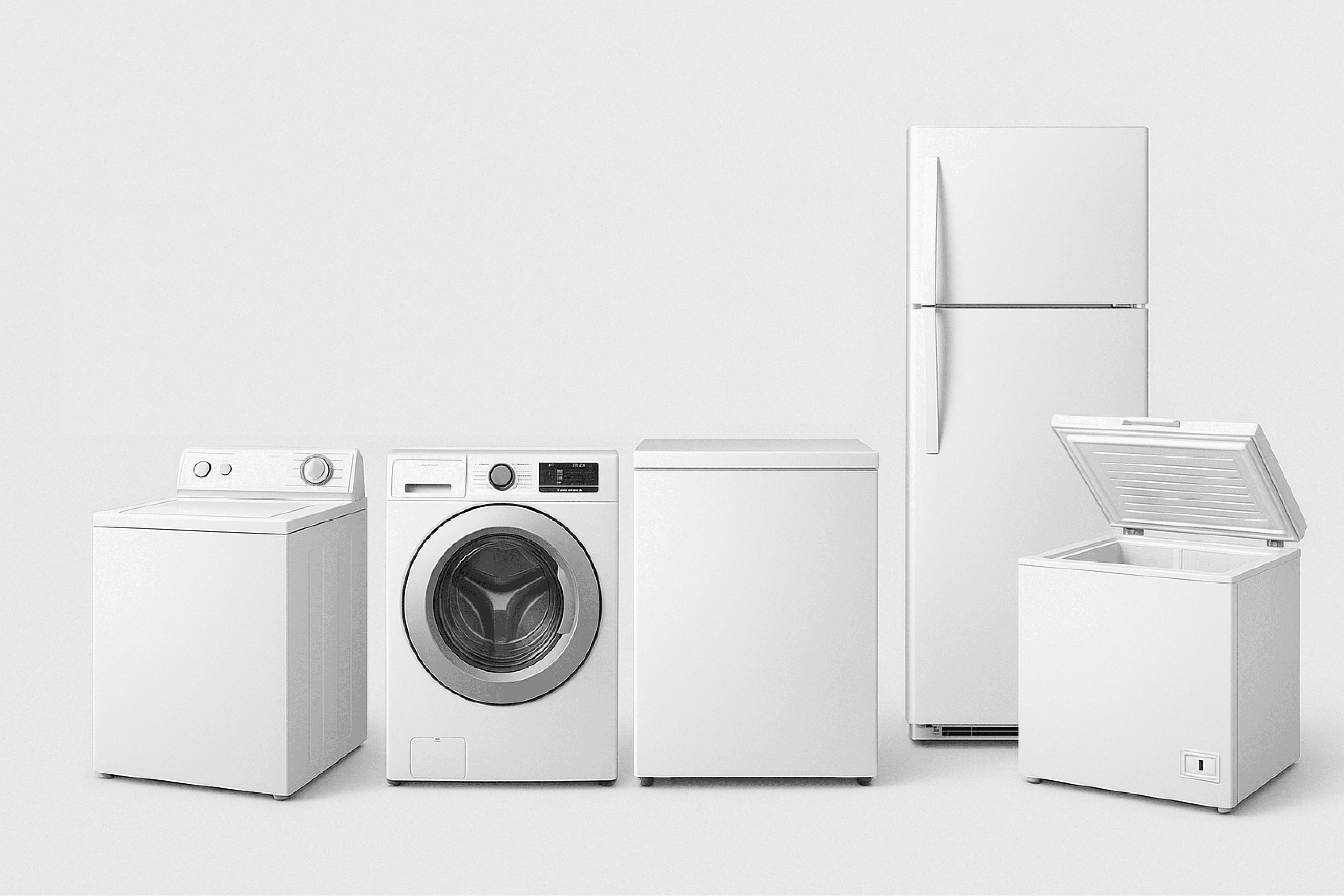Washer, dryer, refrigerator, freezer, and stove available for monthly rental in Kansas City